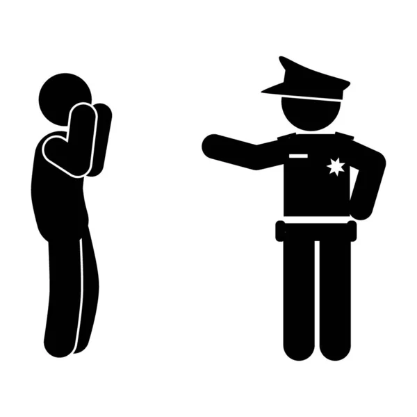 Polis Suçluları Tutukladı Polis Ikonu Polis Vektörünün Basit Bir Çizimi — Stok Vektör