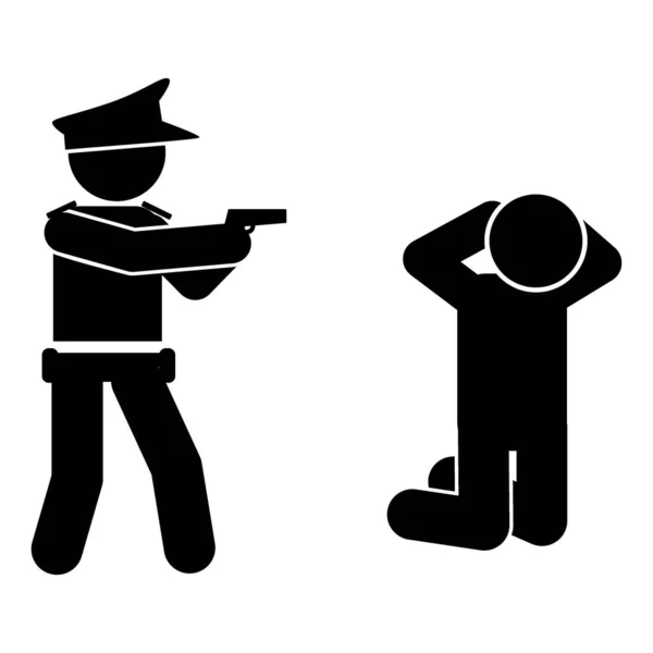 Polícia Prende Criminosos Ícone Polícia Ilustração Simples Vetor Policial Criminosos —  Vetores de Stock