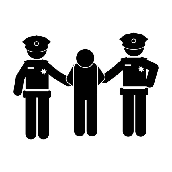 警察は犯罪者を逮捕する 警察官のアイコン 警官ベクトルの簡単なイラスト 刑務所の犯罪者 — ストックベクタ