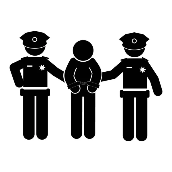 Polisi Menangkap Penjahat Ikon Polisi Ilustrasi Sederhana Dari Polisi Vektor - Stok Vektor