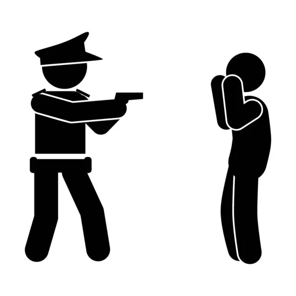 Polis Suçluları Tutukladı Polis Ikonu Polis Vektörünün Basit Bir Çizimi — Stok Vektör