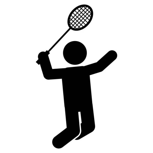 Figura Bastone Pittogramma Rappresentazione Badminton Sport — Vettoriale Stock