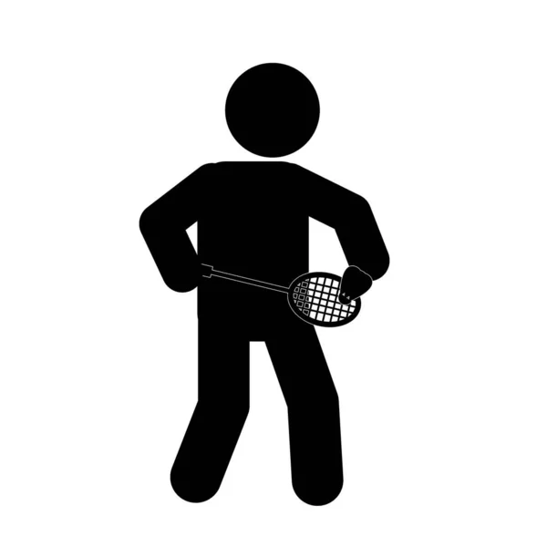 Stokfiguur Pictogram Weergave Van Badminton Sport — Stockvector