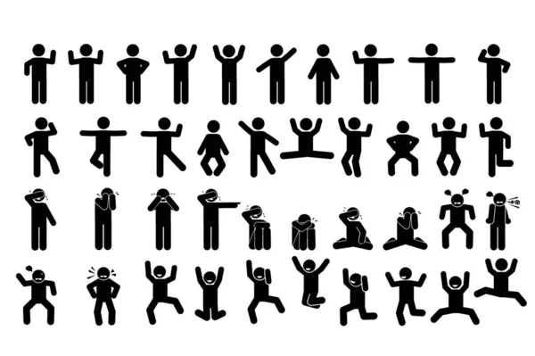 Ensemble Figurines Pictogramme Sticman — Image vectorielle