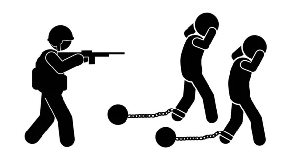 Illustration Von Inhaftierten Menschen Krieg — Stockvektor