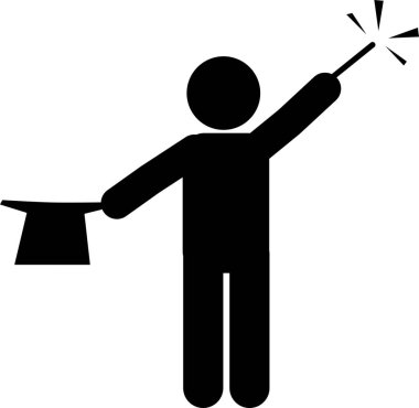 düz çizim vektör çubuk figürü, stickman, pictogram sihirbazlık numarası