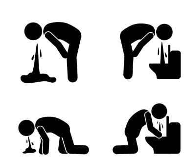 düz çizim vektör çubuk figürü, stickman, pictogram kusmuk