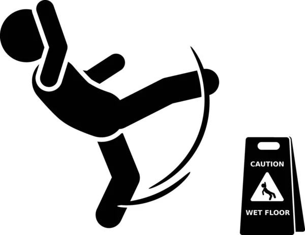 Düz çizim vektör çubuk figürü, stickman, piktogram merdivenlerde kaydı, kaydı, kaygan