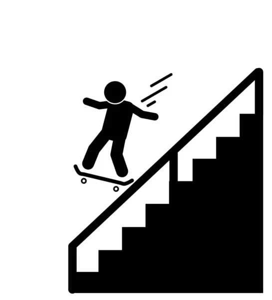 Figura Vetor Ilustração Plana Vara Stickman Pictograma Jogando Skates — Vetor de Stock