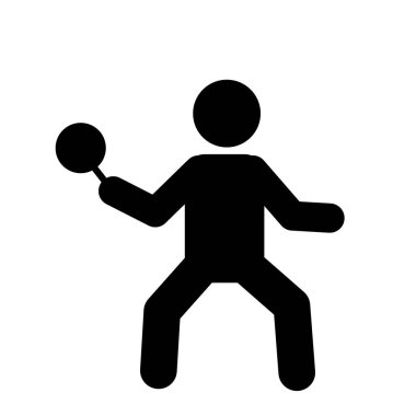 Tablo tenisi ikonu erkek vektör sembolü düz renk kabartma resimleme