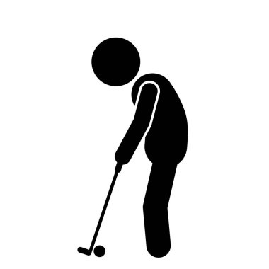 Golfçü ikonu. Web için golfçü vektör simgesinin düz çizimi