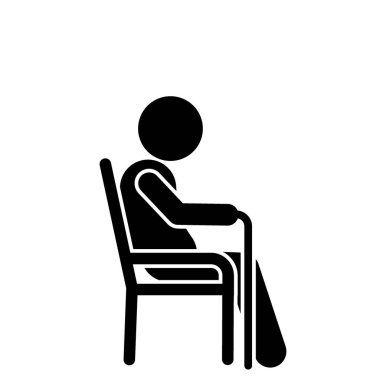 Yaşlıların, bastonlu ve tekerlekli sandalyeli yaşlıların vektör çizimi