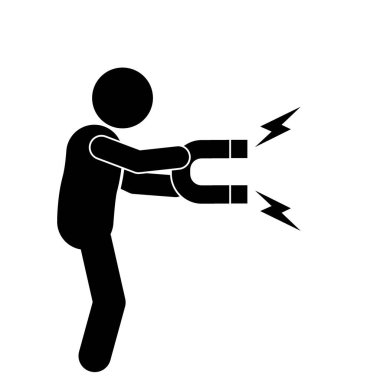 Mıknatıs tutan kişinin vektör çizimi