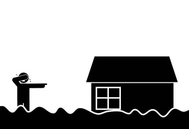 illustration of a flooded house