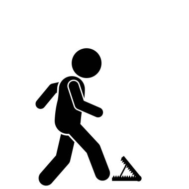 Düz karakter simgesi çubuk figürünün resmi kapana basıyor