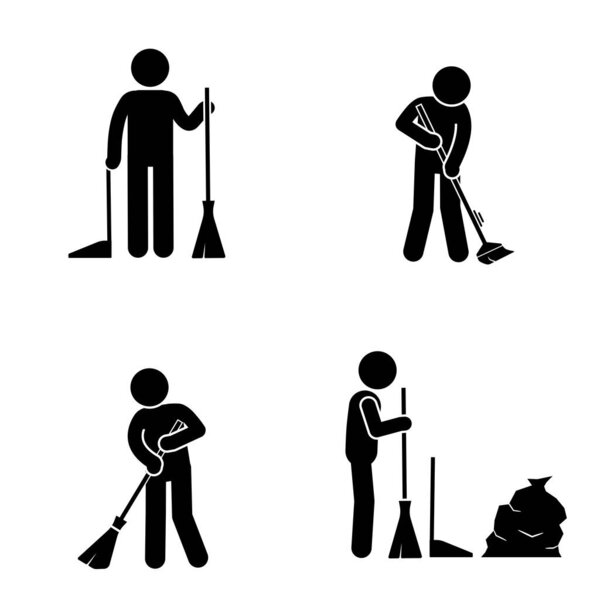 Vector design of simple broom for sweeping floor