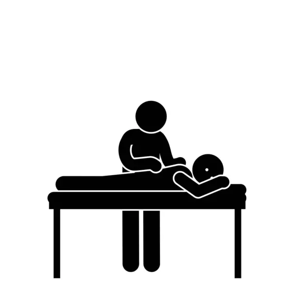 Çubuk figürünün masaj yaptırışının vektör çizimi