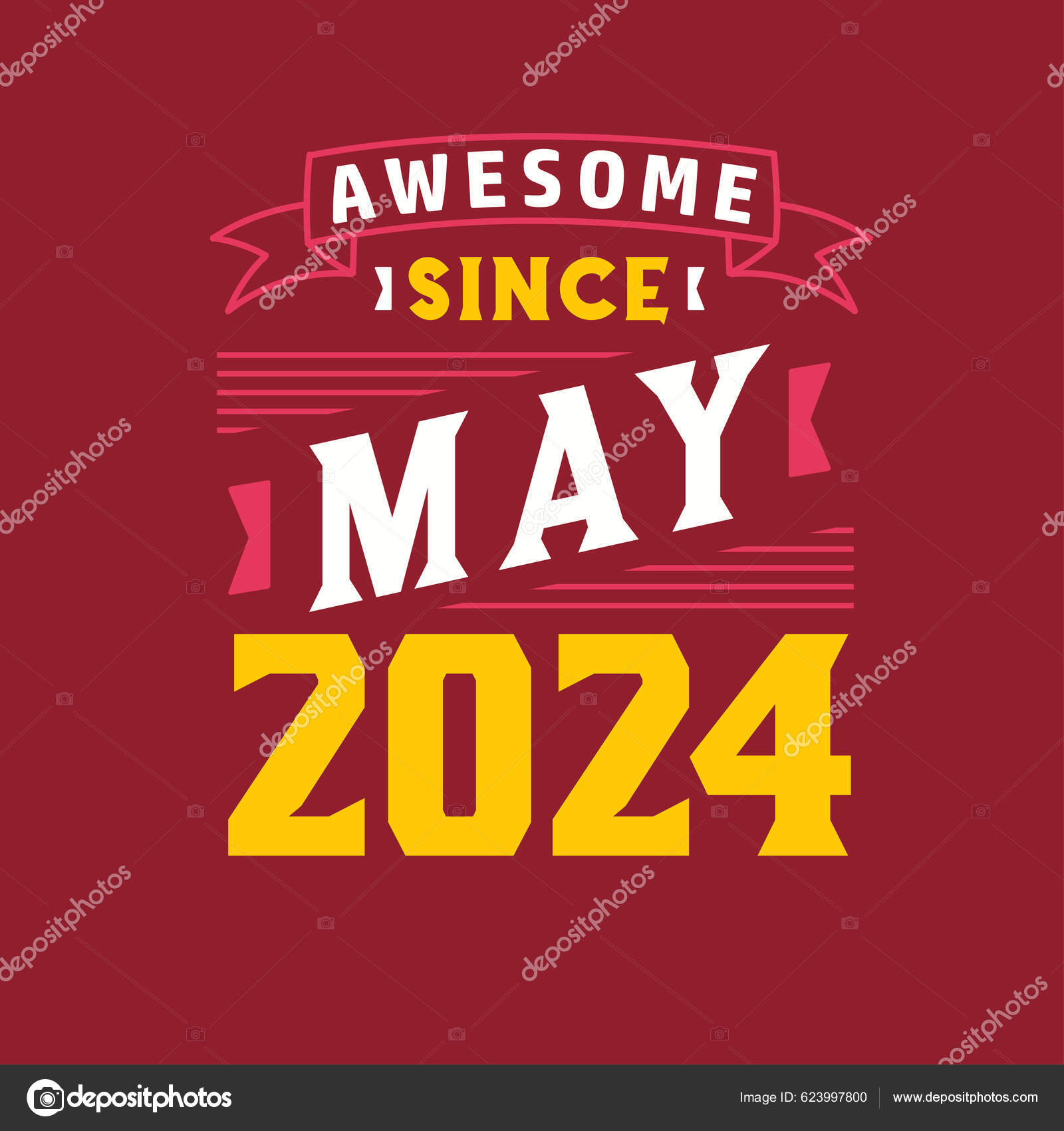 Awesome May 2024 Born May 2024 Retro Vintage Birthday Stock Vector by
