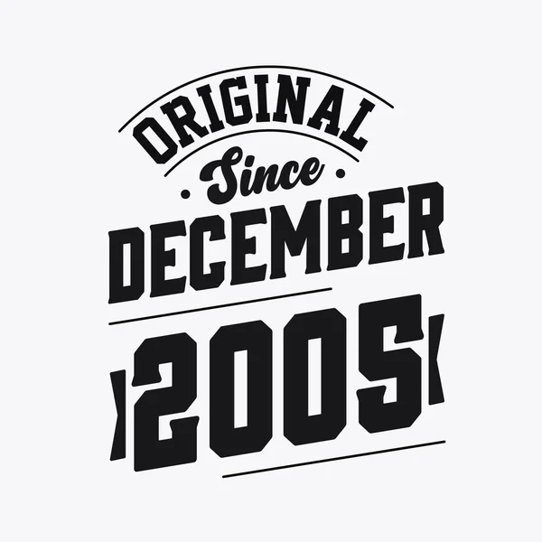 Nascido Dezembro 2005 Retro Vintage Birthday Original December 2005 —  Vetores de Stock