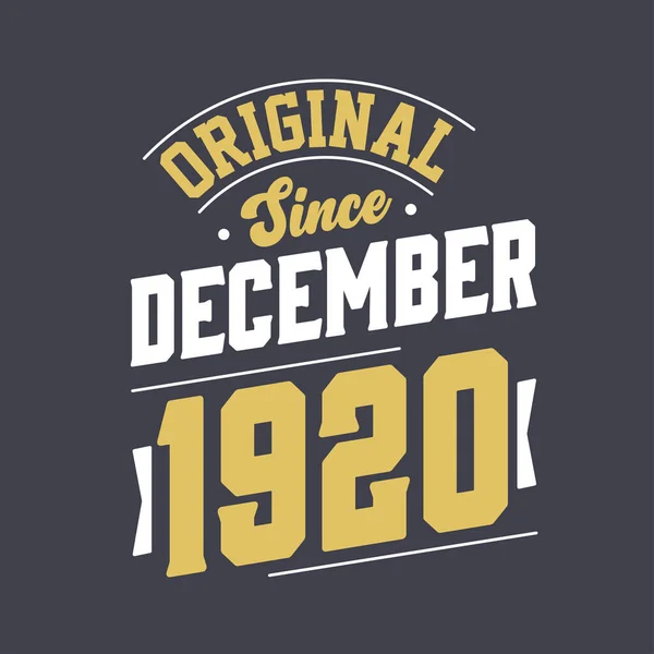 Klasyczny Grudnia 1920 Roku Urodzony Grudniu 1920 Retro Vintage Birthday — Wektor stockowy