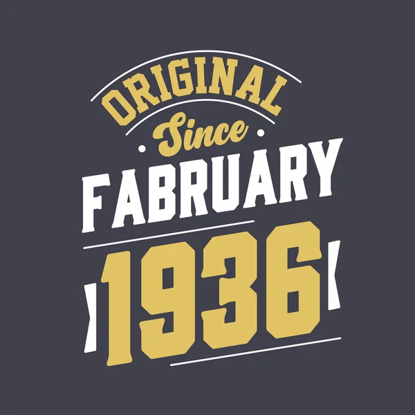 Original February 1936 Born February 1936 Retro Vintage Birthday — Stock Vector