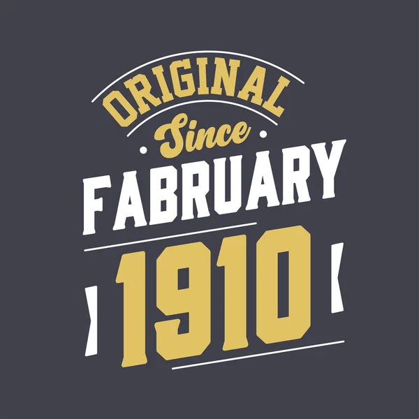 Şubat 1910 Dan Beri Orijinal Doğum Tarihi Şubat 1910 Retro — Stok Vektör