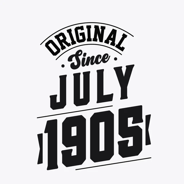 Urodzony Lipcu 1905 Roku Stylu Retro Vintage Birthday Urodziny Oryginalny — Wektor stockowy