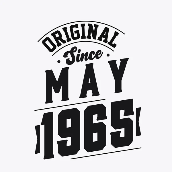 Nascido Maio 1965 Retro Vintage Birthday Original May 1965 —  Vetores de Stock