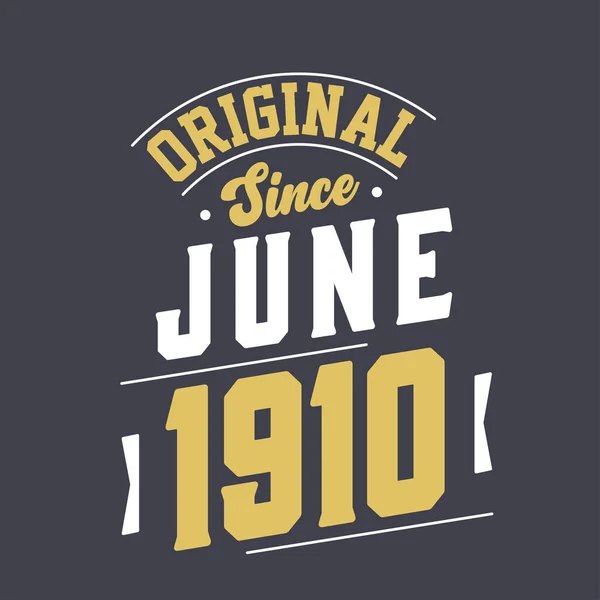 Original Desde Junho 1910 Nascido Junho 1910 Retro Aniversário Vintage — Vetor de Stock