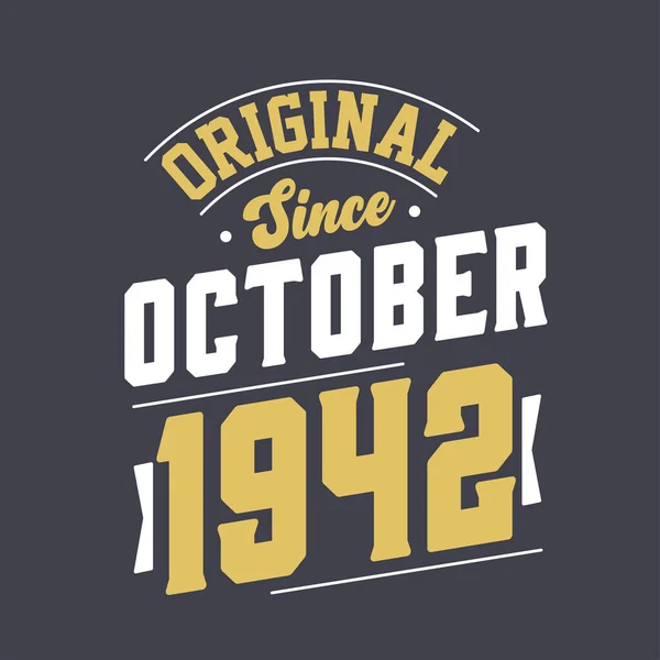 Ursprunglig Sedan Oktober 1942 Född Oktober 1942 Retro Vintage Födelsedag — Stock vektor