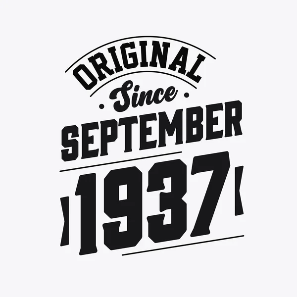 Born September 1937 Retro Vintage Birthday Original September 1937 — Stock Vector