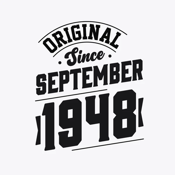 Urodzony Wrześniu 1948 Roku Retro Vintage Birthday Oryginalny Tekst September — Wektor stockowy
