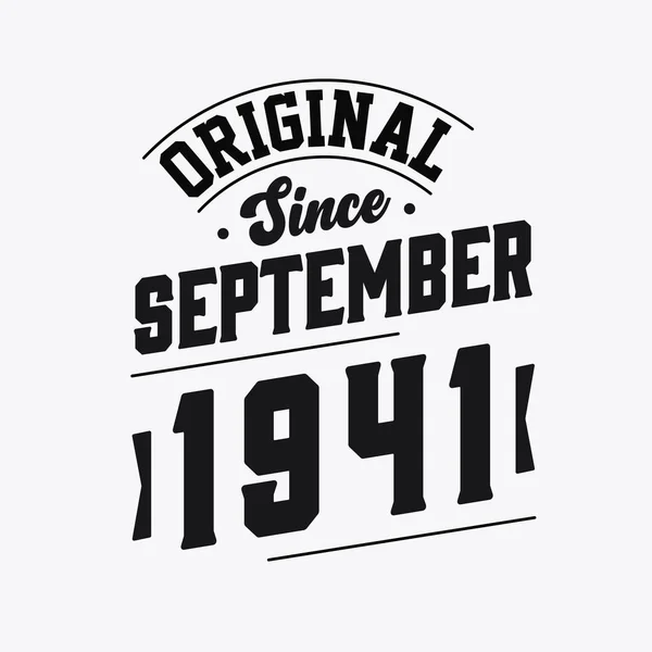 Septembre 1941 Retro Vintage Anniversaire Original Depuis Septembre 1941 — Image vectorielle