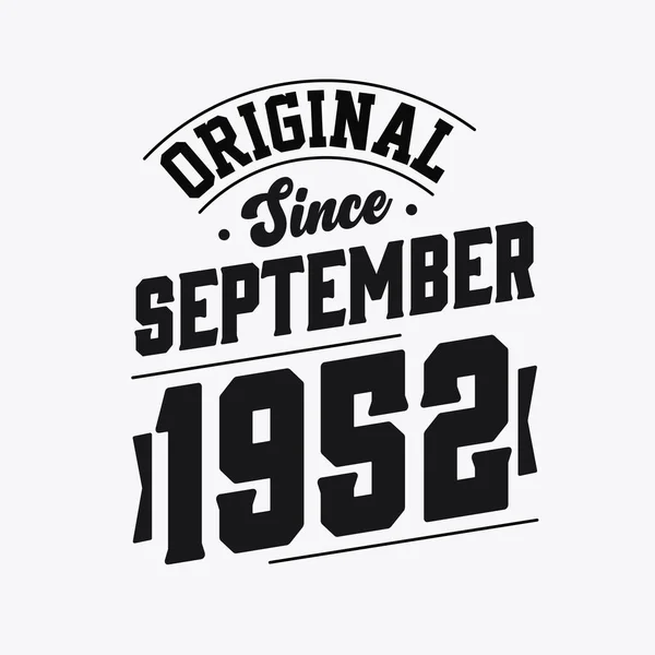 Geboren September 1952 Retro Vintage Geburtstag Original Seit September 1952 — Stockvektor