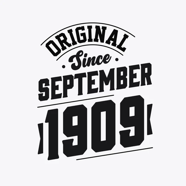 Born September 1909 Retro Vintage Birthday Original September 1909 — Stock Vector