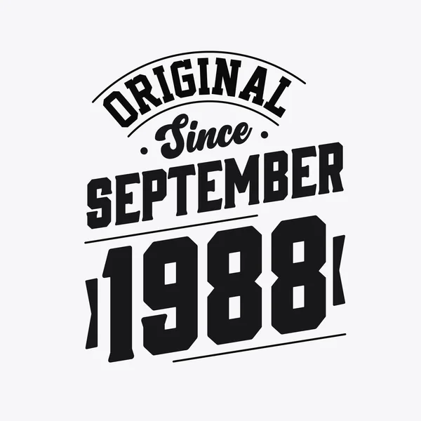 Geboren September 1988 Retro Vintage Birthday Original Seit September 1988 — Stockvektor