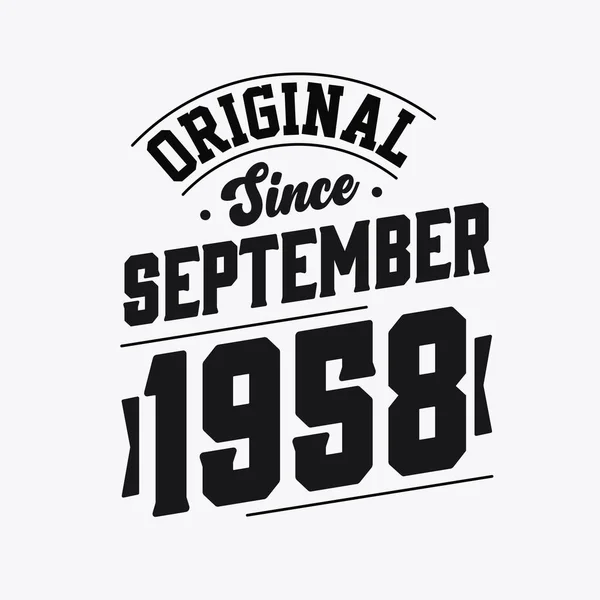 Born September 1958 Retro Vintage Birthday Original September 1958 — Stock Vector