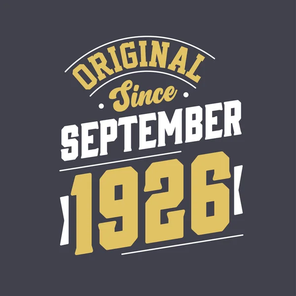 Original September 1926 Born September 1926 Retro Vintage Birthday — Stock Vector