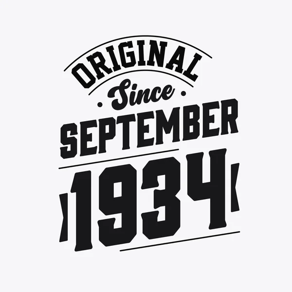 Eylül 1934 Doğumlu Retro Vintage Birthday Orijinal Eylül 1934 Ten — Stok Vektör