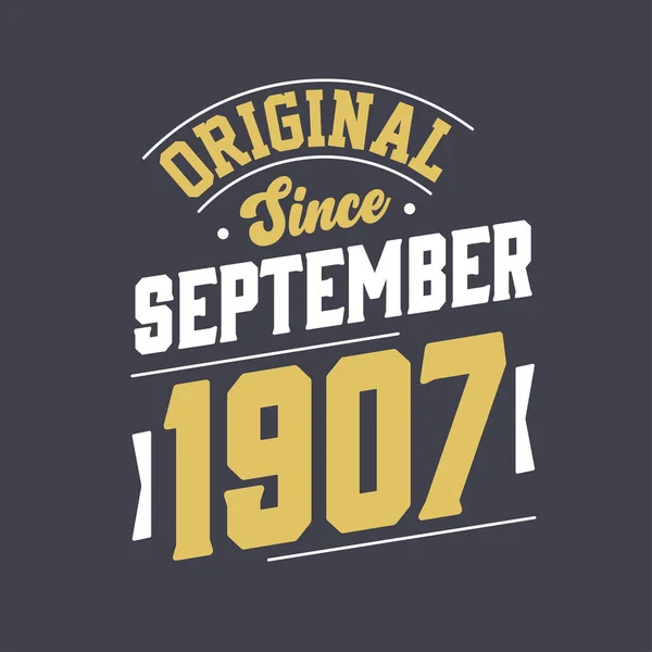 Ursprunglig Sedan September 1907 Född September 1907 Retro Vintage Födelsedag — Stock vektor