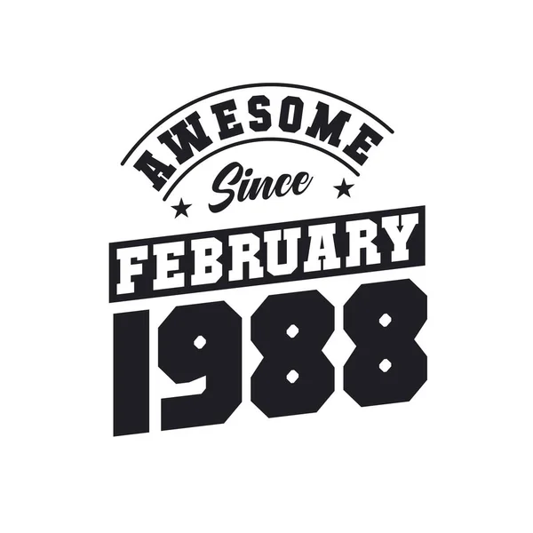 Awesome February 1988 Born February 1988 Retro Vintage Birthday — Stock Vector