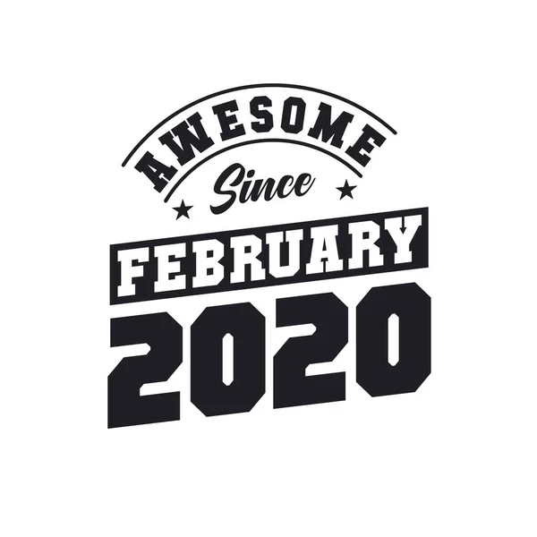 2020年2月から素晴らしい 2020年2月生まれレトロヴィンテージ誕生日 — ストックベクタ