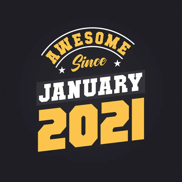 2021年1月から素晴らしい 2021年1月生まれレトロヴィンテージ誕生日 — ストックベクタ