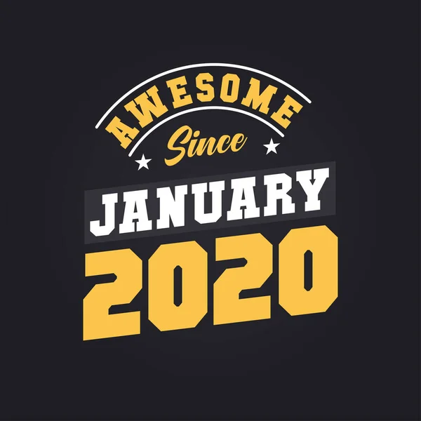 2020年1月から素晴らしい 2020年1月生まれレトロヴィンテージ誕生日 — ストックベクタ