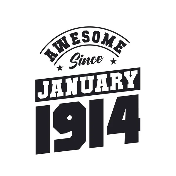 Января 1914 Года Родился Январе 1914 Года День Рождения Ретро — стоковый вектор