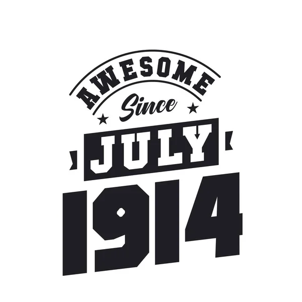 Temmuz 1914 Ten Beri Harika Doğum Temmuz 1914 Retro Vintage — Stok Vektör
