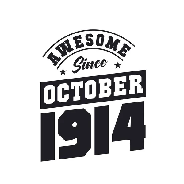 Ekim 1914 Ten Beri Harika Doğum Tarihi Ekim 1914 Retro — Stok Vektör