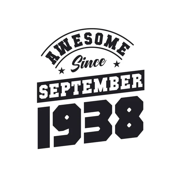 Niesamowite Września 1938 Urodzony Wrześniu 1938 Retro Vintage Birthday — Wektor stockowy