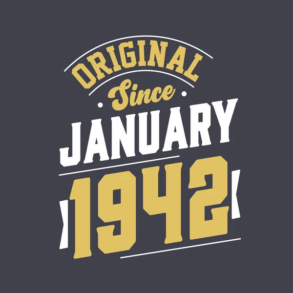 Origineel Sinds Januari 1942 Geboren Januari 1942 Retro Vintage Verjaardag — Stockvector