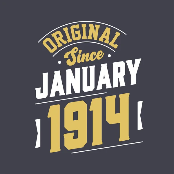 Originál Ledna1914 Narozen Lednu 1914 Retro Vintage Birthday — Stockový vektor
